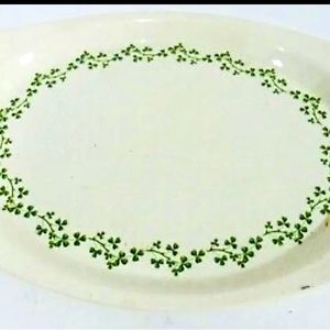 Erin Stone Brendan Ironstone 13 1/4th" Oval Serving Platter Wild Shamroc